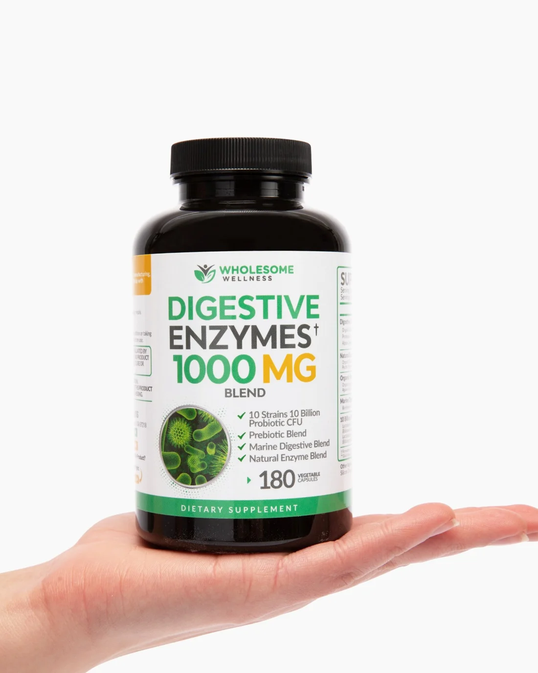 Digestive Enzymes 1000 MG Blend held in an open palm