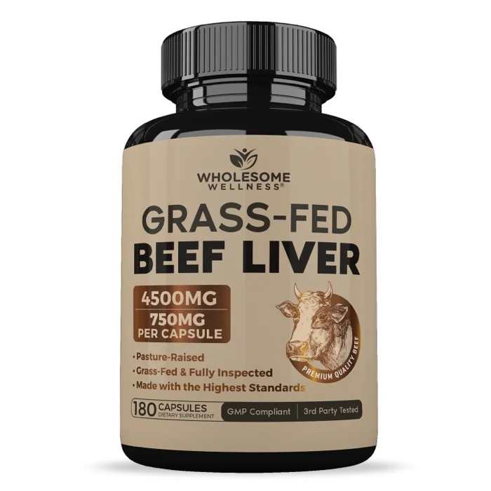 Grass Fed Beef Liver bottle, front