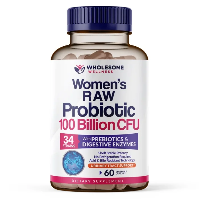 Women's Raw Probiotics bottle, front