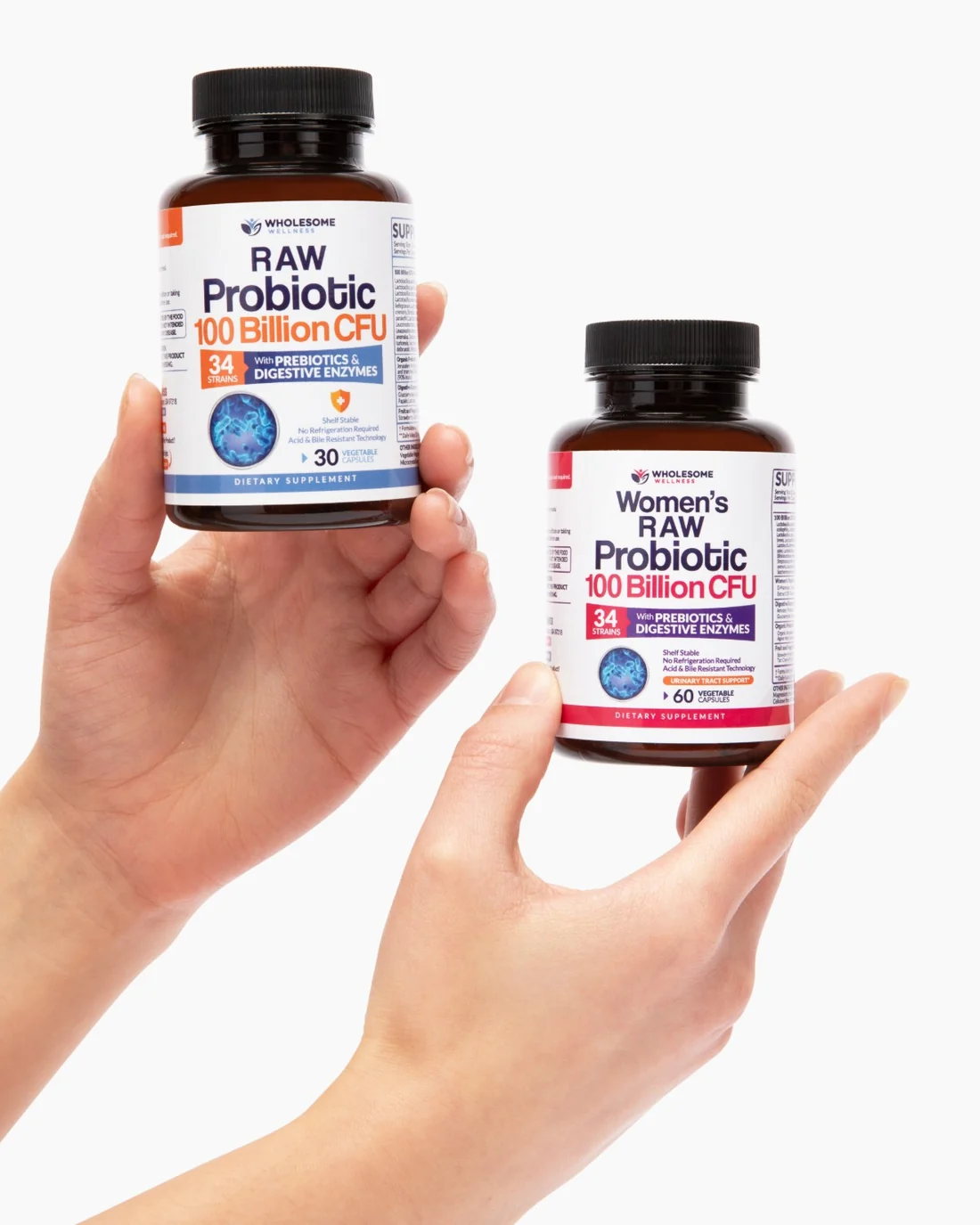 Raw Probiotic and Women’s Raw Probiotic held side by side
