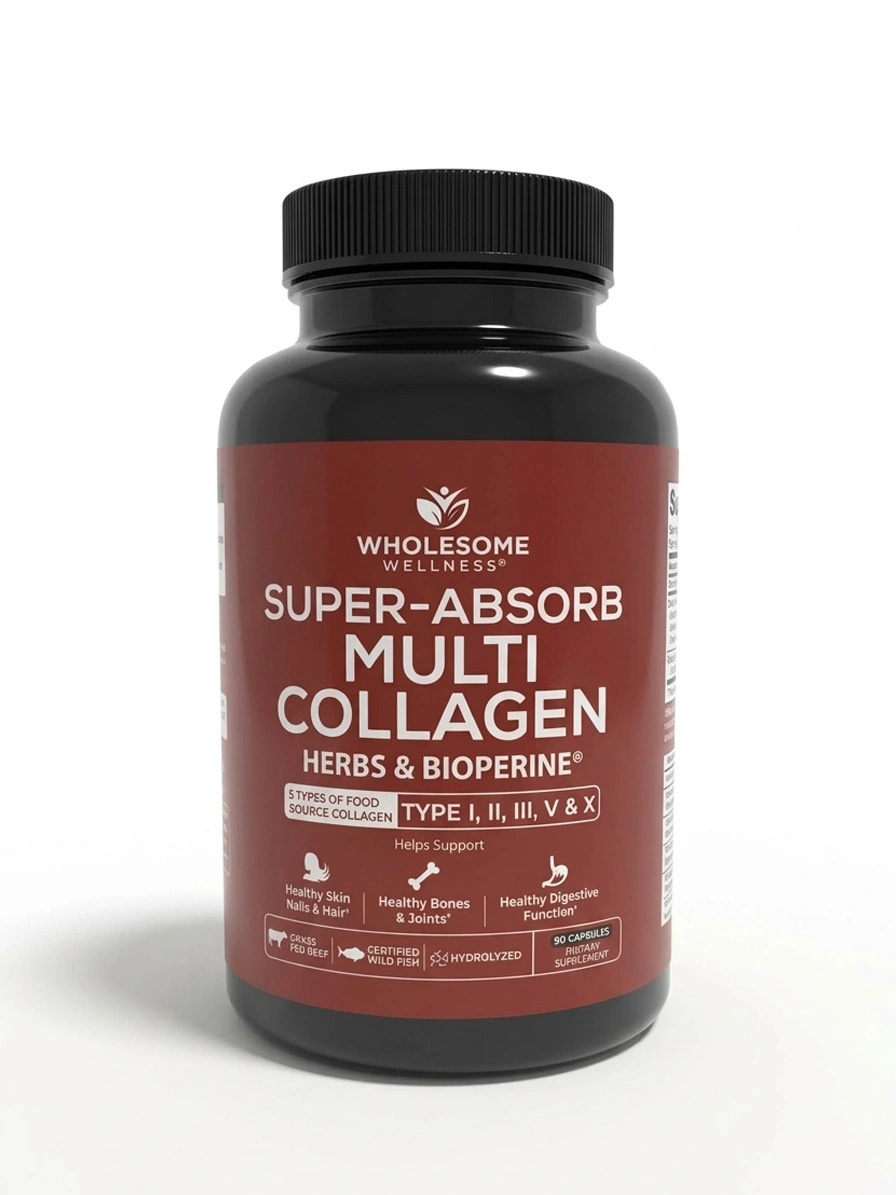 Super-Absorb Multi Collagen Capsules — front of the bottle